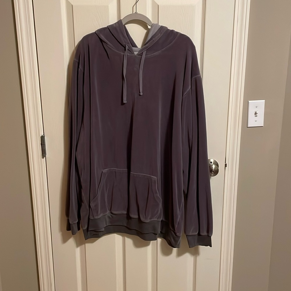 Gray Velour Hoodie - 4XLT